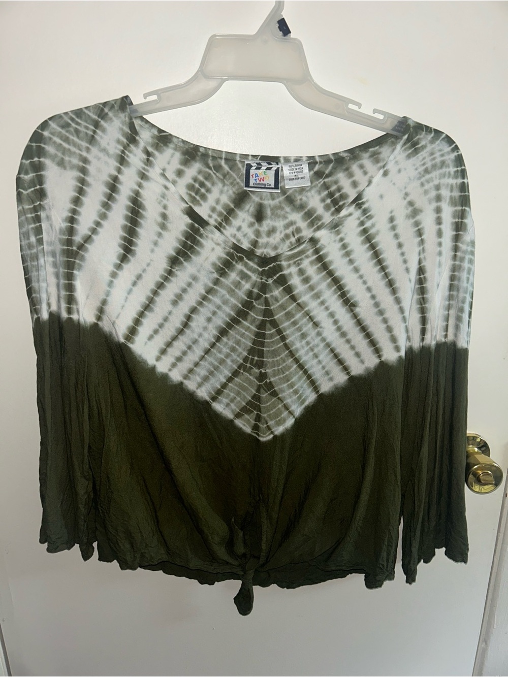 Green Tye Dye Blouse - Front Tie - Take Two Clothing Co. - XL